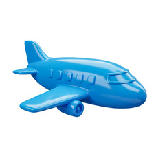 Obraz premium Airplane Blue Cartoon Icon 3d Plastic Travel Jet