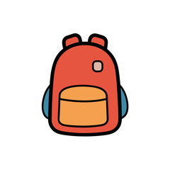 Backpack drawing cartoon vector in doodle design on white