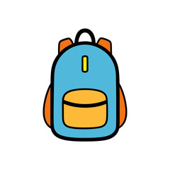Child’s backpack doodle vector cartoon illustration on white
