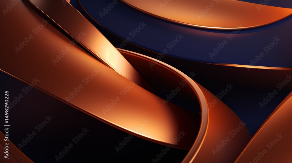 Leinwandbilder close up of a gold and blue design with a lot of curves. the design is abstract and has a sense of m