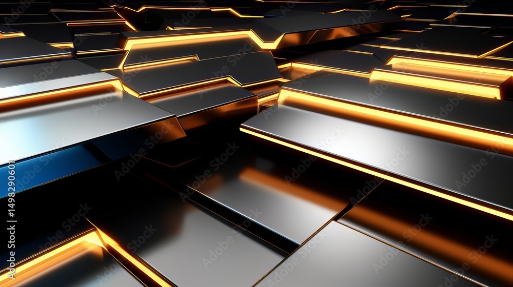 Aufkleber close up of a metallic surface with a yellow hue. the surface is made up of many small squares, and 