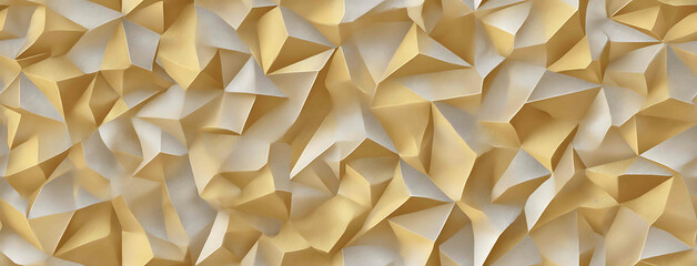 Yellow-hued abstract backdrop with gold geometric prisms - Seamless , pattern , background , tile