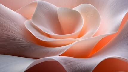 Close up of a rose with a pink background. The rose is very detailed and the background is a soft pink color. The image has a serene and calming mood, as if it were a painting of a flower