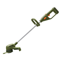 Green electric grass trimmer isolated on transparent background