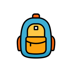 Cartoon backpack doodle vector illustration on white background