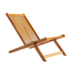 Modern Fold Away Wooden Beach Chair with a Sleek St Isolated on Transparent Background