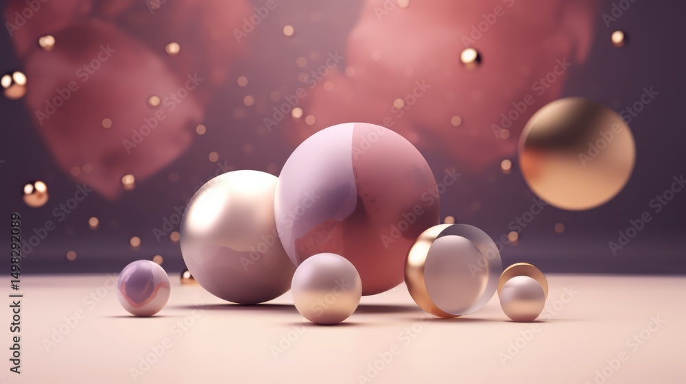 Aufkleber Collection of shiny, colorful spheres arranged on a table. The spheres are of different sizes and colors, creating a visually appealing and dynamic display