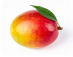 A mango on a white backdrop.