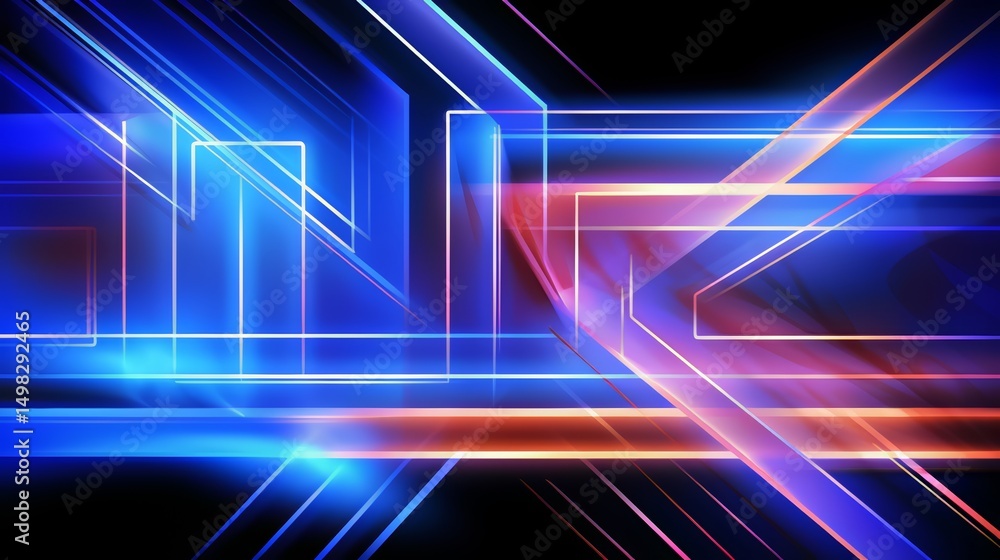 Fototapete colorful abstract design with blue, red, and orange lines. the design is made up of many different s
