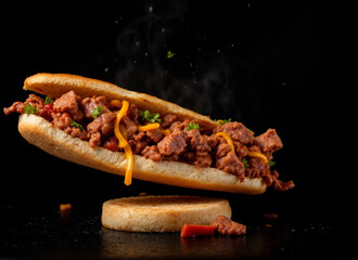 hot dog with mustard and ketchup