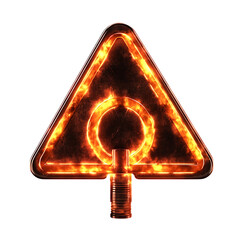 A Glowing Radioactive Arrow with Biohazard Stripes Isolated on Transparent Background