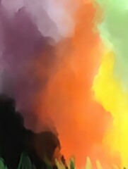 Obraz premium 水彩画のような抽象的な色彩のグラデーション背景