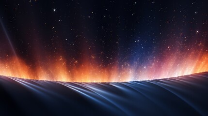 Colorful, starry sky with a blue background. The sky is filled with stars and the colors are vibrant