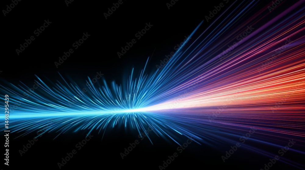 Poster colorful, swirling line of light that appears to be moving through space. the colors are bright and 
