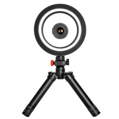 Ring light with tripod for photography isolated on transparent background