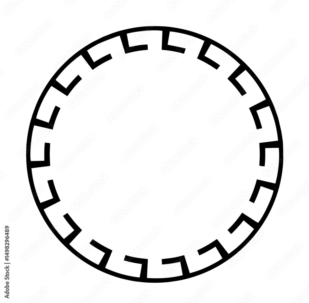 Poster abstract circular frame with maze-like geometric pattern.