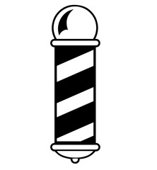Classic Barber Pole Icon with Spiral Stripes. Traditional Symbol of Men’s Barbershop Services, Grooming, and Shaving. 