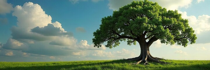 A well-established business, symbolized by a sturdy oak tree with deep roots, representing longevity, stability, and enduring success in the marketplace ,  wealth,  expansion