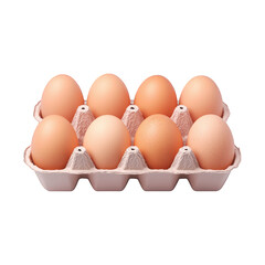Half dozen brown eggs in paper carton realistic