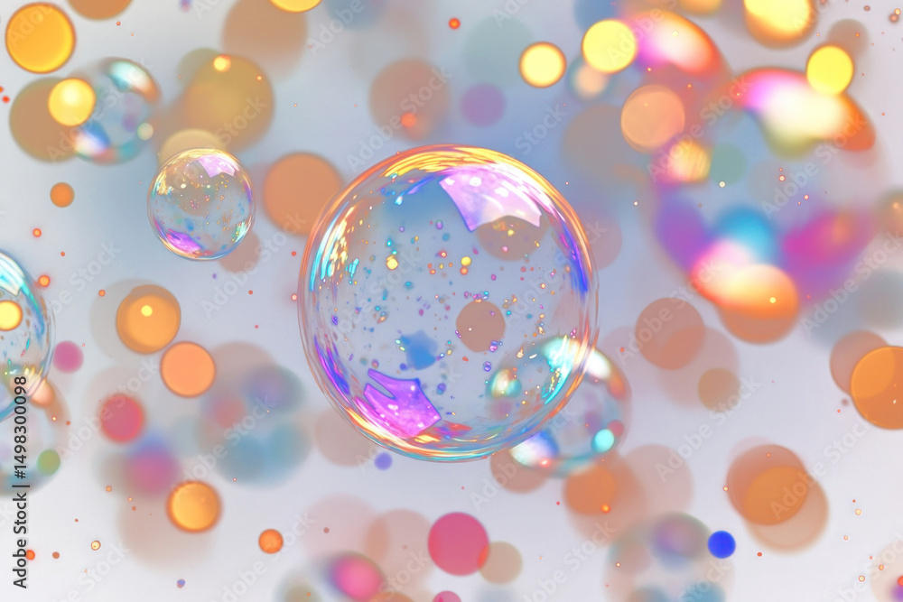 Poster png abstract background with colorful soap bubbles abstract colors bokeh.