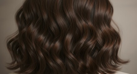 Fototapeta premium Luxurious dark brown wavy hair natural shine and movement perfect for beauty and fashion