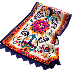 Luxurious Beach Towel with Large Ornate Decorative Isolated on Transparent Background