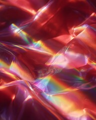 Obraz premium Iridescent Red Fabric with Rainbow Reflections