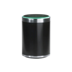 Sleek Black Smart Speaker with Teal Light Indicator