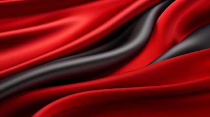 Obraz premium Red and black fabric with a wave pattern. The red and black colors create a sense of contrast and depth
