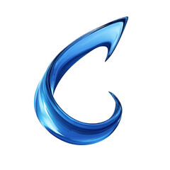 Modern Arrow with Fluid Curves in Electric Blue Color Isolated on Transparent Background
