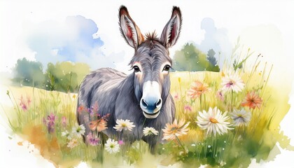 Aquarell Esel