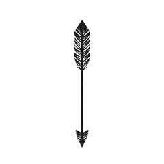 Minimal Arrow with Delicate Linework in Obsidian Black Isolated on Transparent Background