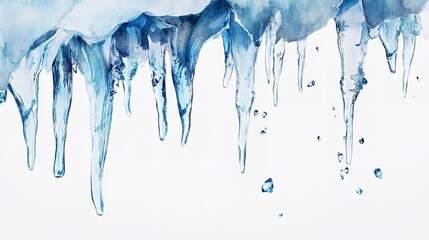 Icicles watercolor illustration isolated on transparent png


