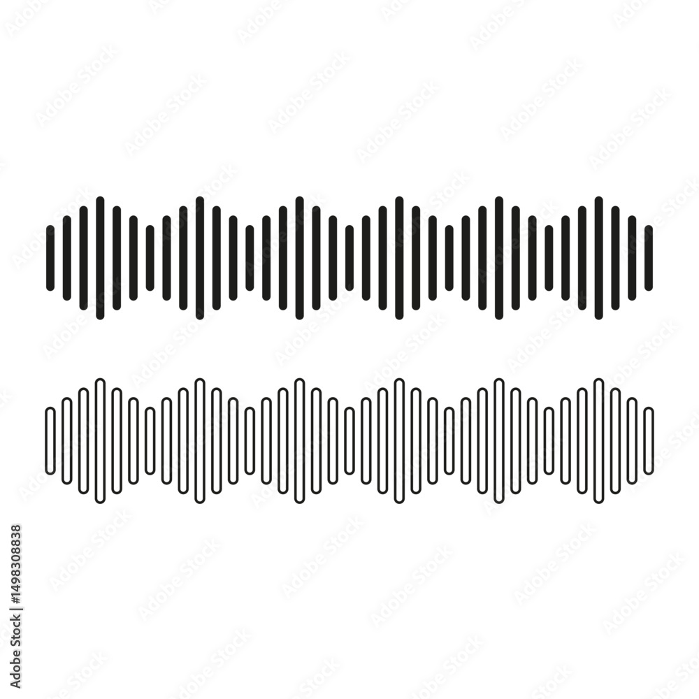 Poster audio wave icon. vertical line form. abstract frequency shape. vector sound pattern.