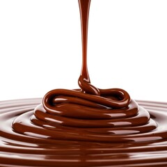 Delicious chocolate pouring texture on white background