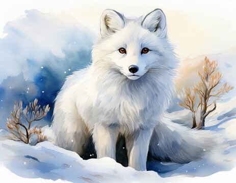 Aquarell Polarfuchs