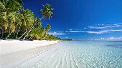 Tropical paradise beach with palm trees and turquoise water