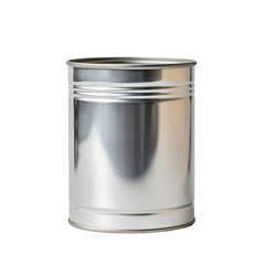 Shiny, silver metal canister with smooth surface and cylindrical shape, perfect for storage or packaging