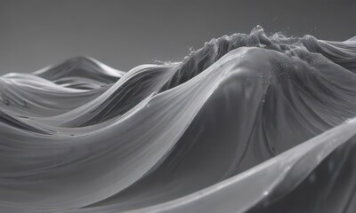 Obraz premium Fluid gray wave, dynamic motion, smooth curves, sleek design, vector, grey, digital art