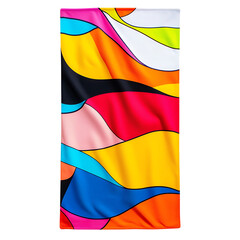 Modern Beach Towel with a Large Abstract Pattern in Colorful Isolated on Transparent Background