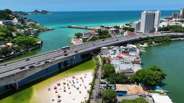 Pepe Beach At Barra Da Tijuca Rio De Janeiro Brazil. Breathtaking Aerial View Of A Lush Tropical Coastline Scenery. Shore Clouds Sky Beach Sea.