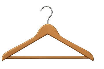 Wooden clothes hanger hanging against transparent background, displaying professional garment styling and retail presentation needs