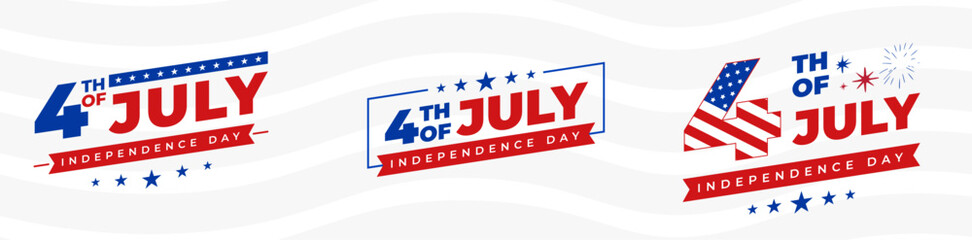 4th of July typography text set | United States Independence Day | Fourth of July