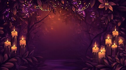 Blank hanukkah wishcard candles warm hues traditional festive elements no text culturally respectful and Adobe Stock compliant