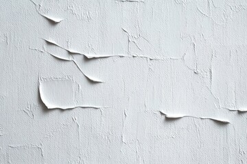 close-up of white cracked and peeling paint texture on rough surface with curled edges and fine canvas detail