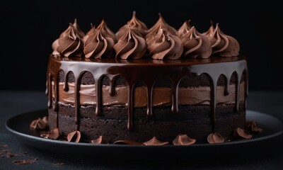 Indulge in Decadence, A Rich Chocolate Cake Delight with Creamy Frosting