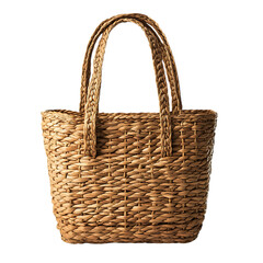 Casual Straw Tote Bag with a Relaxed Woven Finish Isolated on Transparent Background