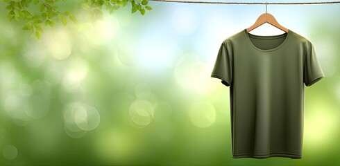 Olive Green T-shirt Hanging Outdoors