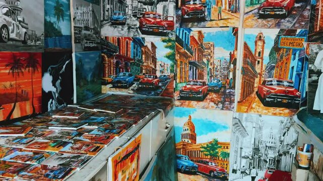 Souvenir market in Varadero. VARADERO, CUBA - DECEMBER 2023 - Caribbean holidays, vacations in Cuba, Cuban tourism. A tourist market with shops, a fair selling souvenirs, gifts, and handmade products.