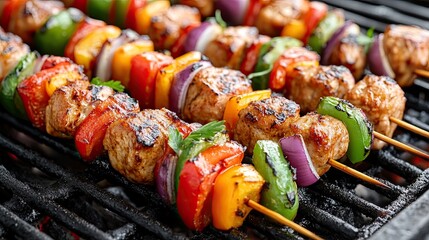 Grilled Chicken  Veggie Skewers.